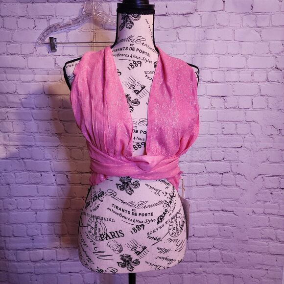 Sundress Amy Crop Top Womens XL Marbella Pink Wrap Top Criss-Cross Chest - Picture 3 of 13